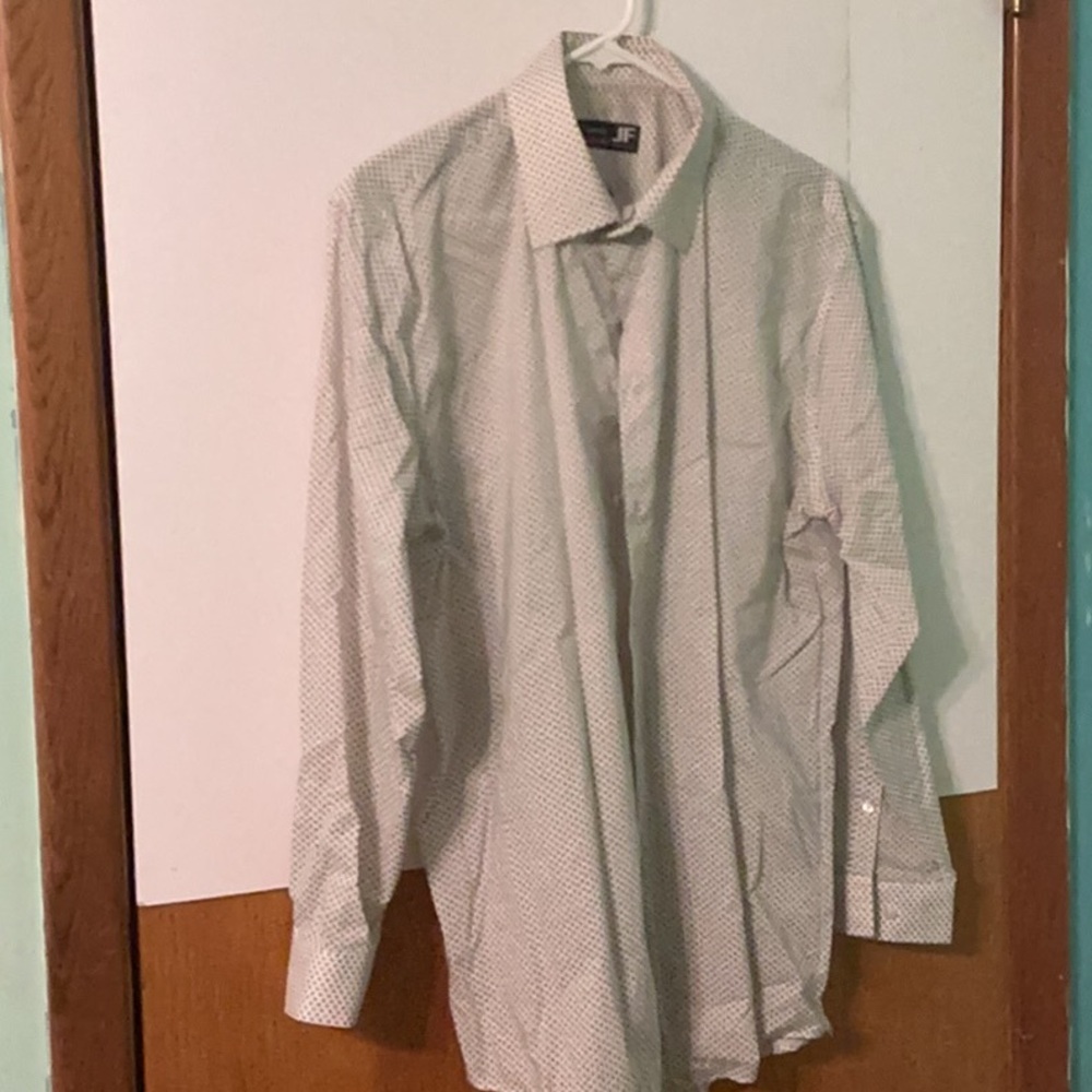 JF J.Ferrar White Patterned Dress Shirt
